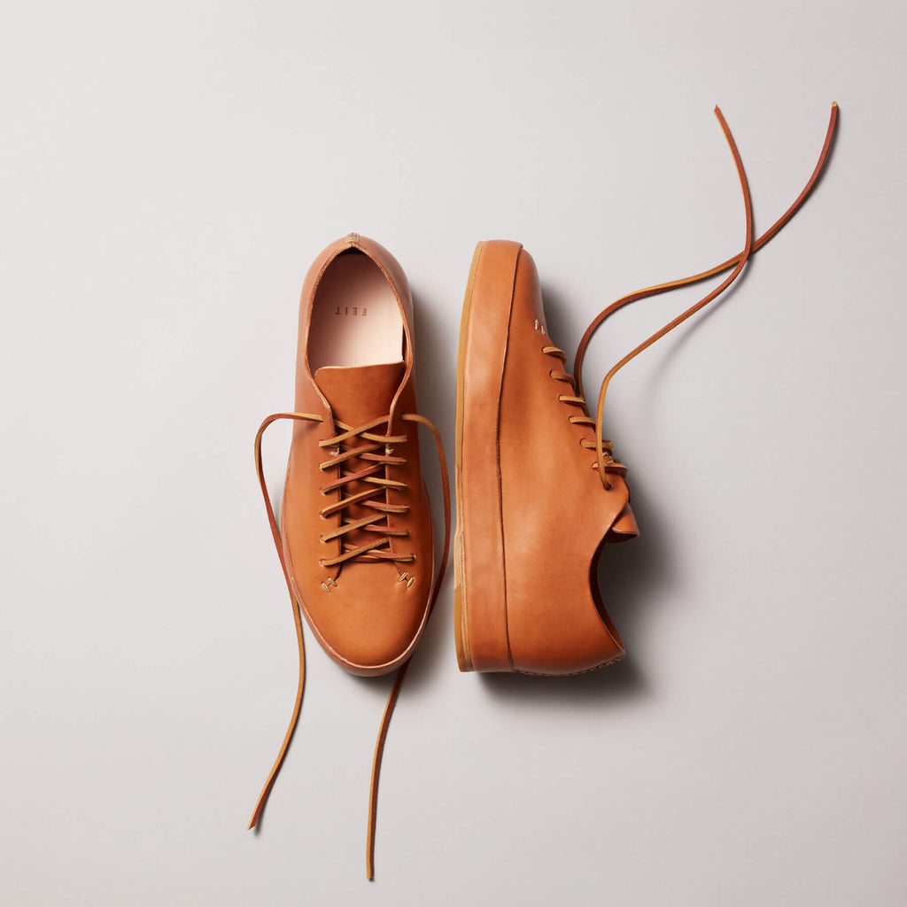 靴 FEIT Classic Oxford Hand Sewn Tan Leather Sneaker | Classic Low - FEIT