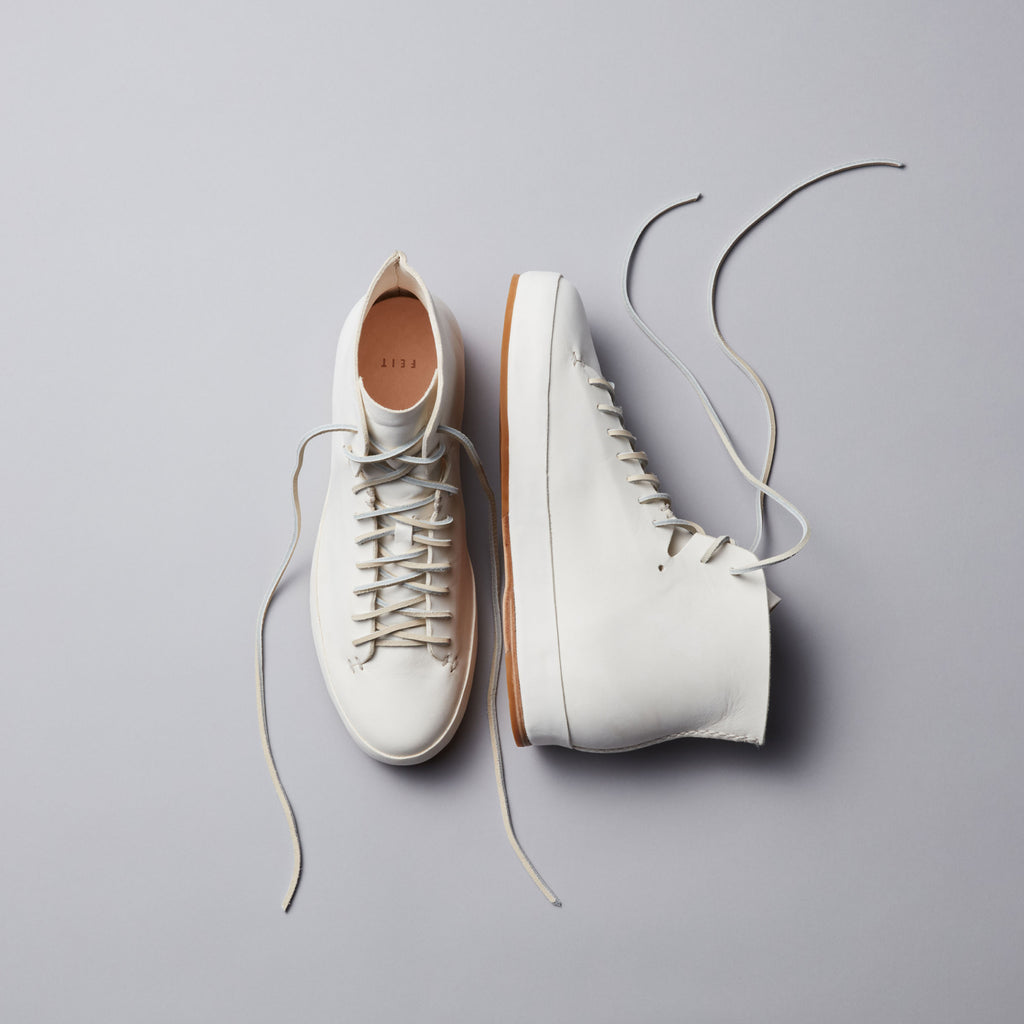 Hand Sewn White Leather High Top | Classic High - FEIT