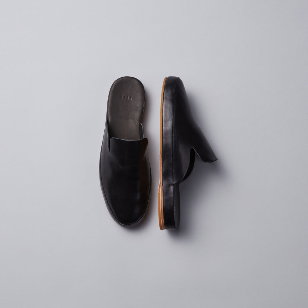 Hand Sewn Black Leather Mules | Classic Mule - FEIT