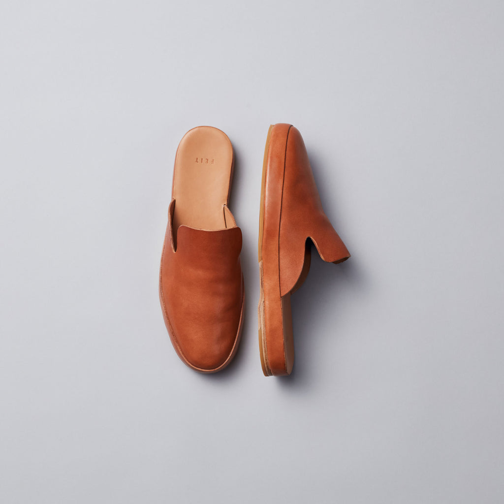靴 FOOT INDUSTRY LEATHER MULES KNITTING Hand Sewn Tan Leather Mules | Classic Mule - FEIT