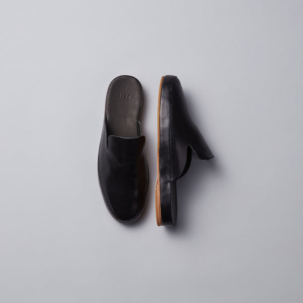 Hand Sewn Black Leather Mules | Classic Mule - FEIT