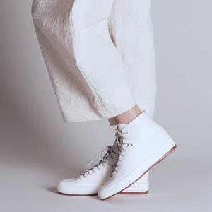 Hand Sewn White Leather High Top | Classic High - FEIT