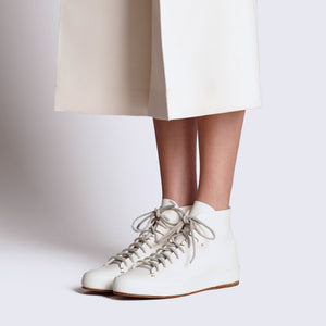 Hand Sewn White Leather High Top | Classic High - FEIT